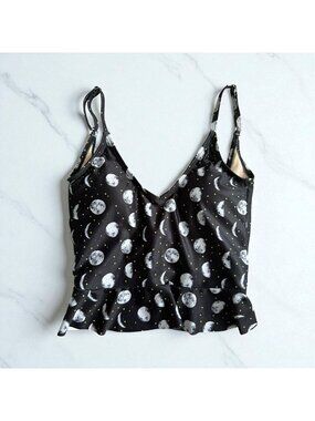 KORTNI JEANE Moon Lunar Phases Print Swim Tankini Top Size XS